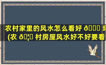 农村家里的风水怎么看好 🐈 坏(农 🦉 村房屋风水好不好要看哪些地方)